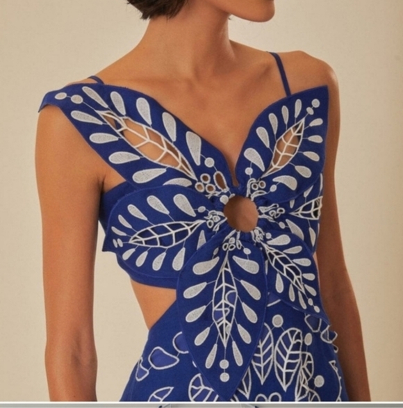 Farm Rio Blue Flowers Richelieu Maxidress - Picture 7 of 9